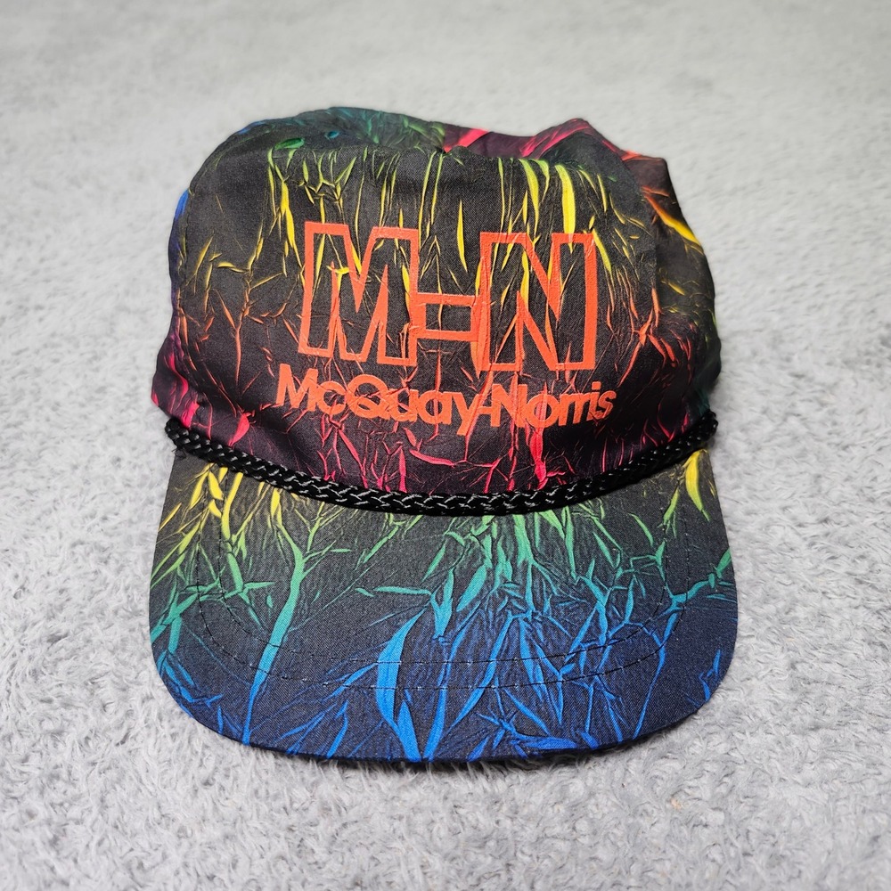 McQuay-Norris Mens OSFA Snapback Hat Multi-Color Vintage 90s Abstract Rope Cap